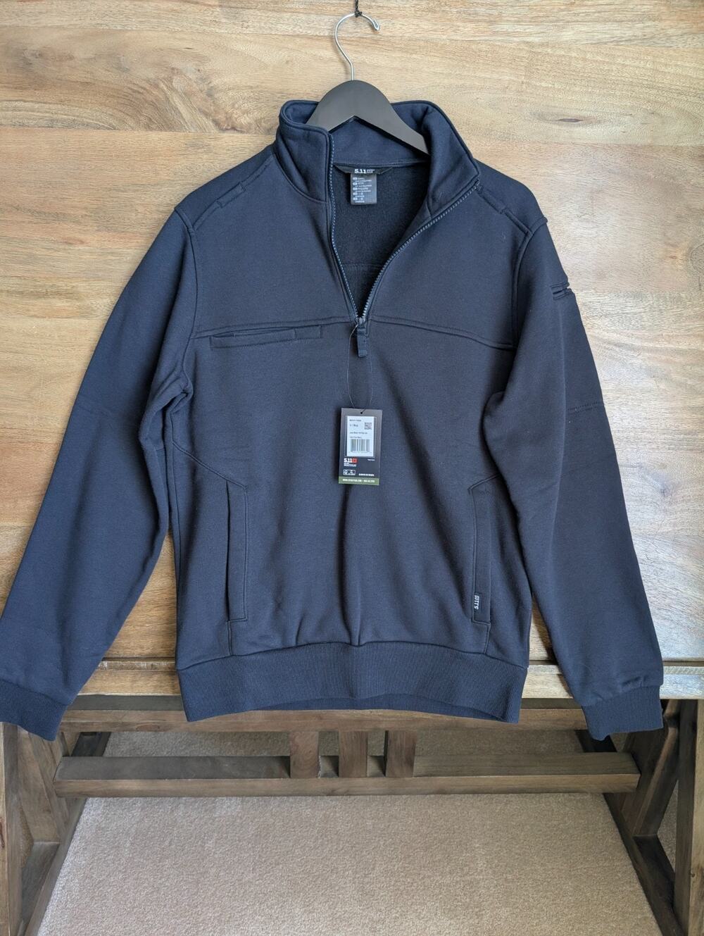 NWT 5.11 Tactical Job Shirt Mens Small Fire Navy Fleece Quarter Zip Pullover